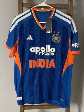 Adidas India Blue & Orange Cricket Jersey